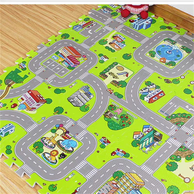Podłoga dla dzieci, składana, miękka, Puzzle, wariant Miasto